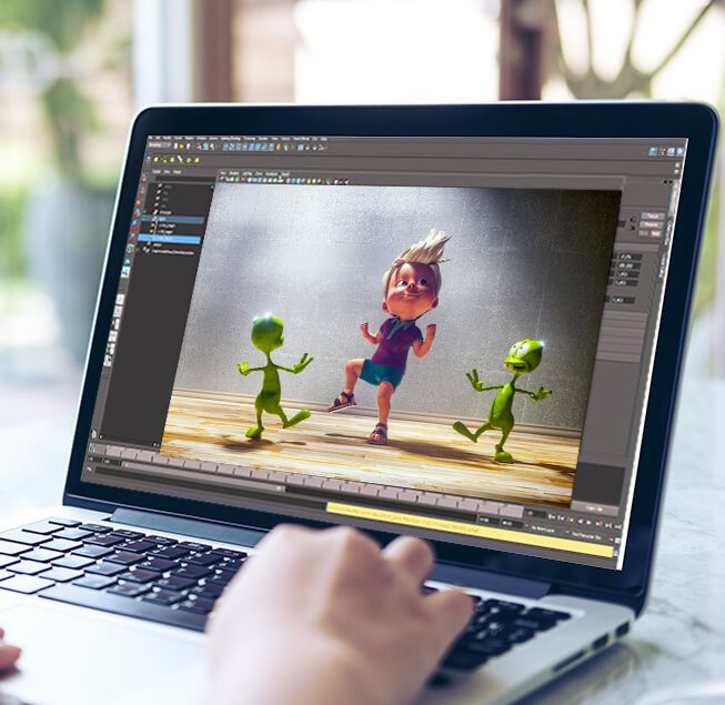 Animation students working on creative digital design projects